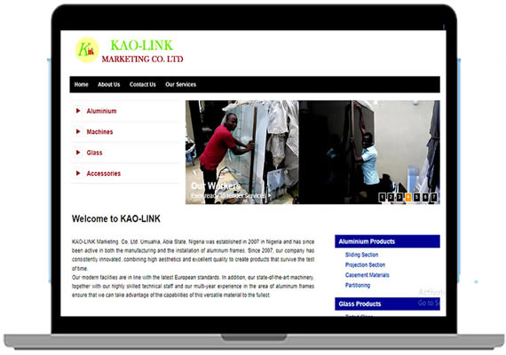 KAO-LINK Marketing. Co. Ltd. Umuahia, Abia State, Nigeria was established in 2007 in Nigeria and has since been active in both the manufacturing and the installation of aluminum frames. Since 2007, our company has consistently innovated, combining high aesthetics and excellent quality to create products that survive the test of time.